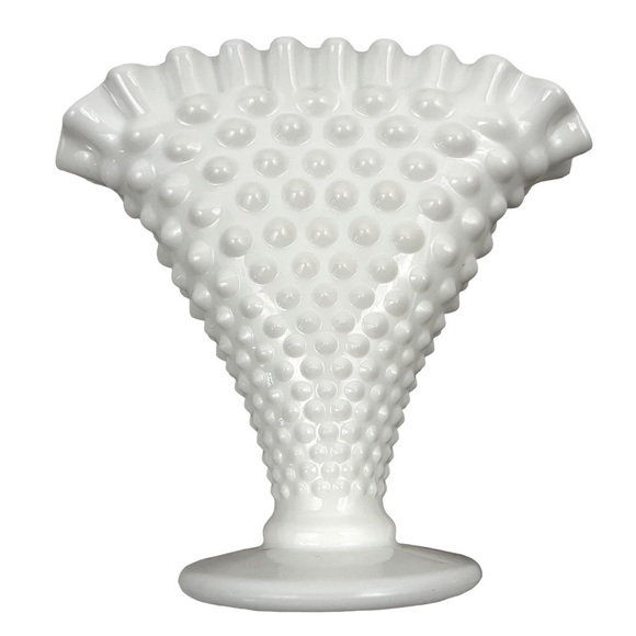 Fenton Other - FENTON vintage Milk Glass Scalloped Hobnail Fan vase